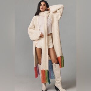 NWT Anthropologie Multicolor Fringe Duster Kimono Cardigan